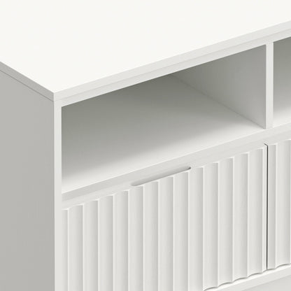 Blanca Mahogany TV Console with Scalloped Drawers, White – view 4