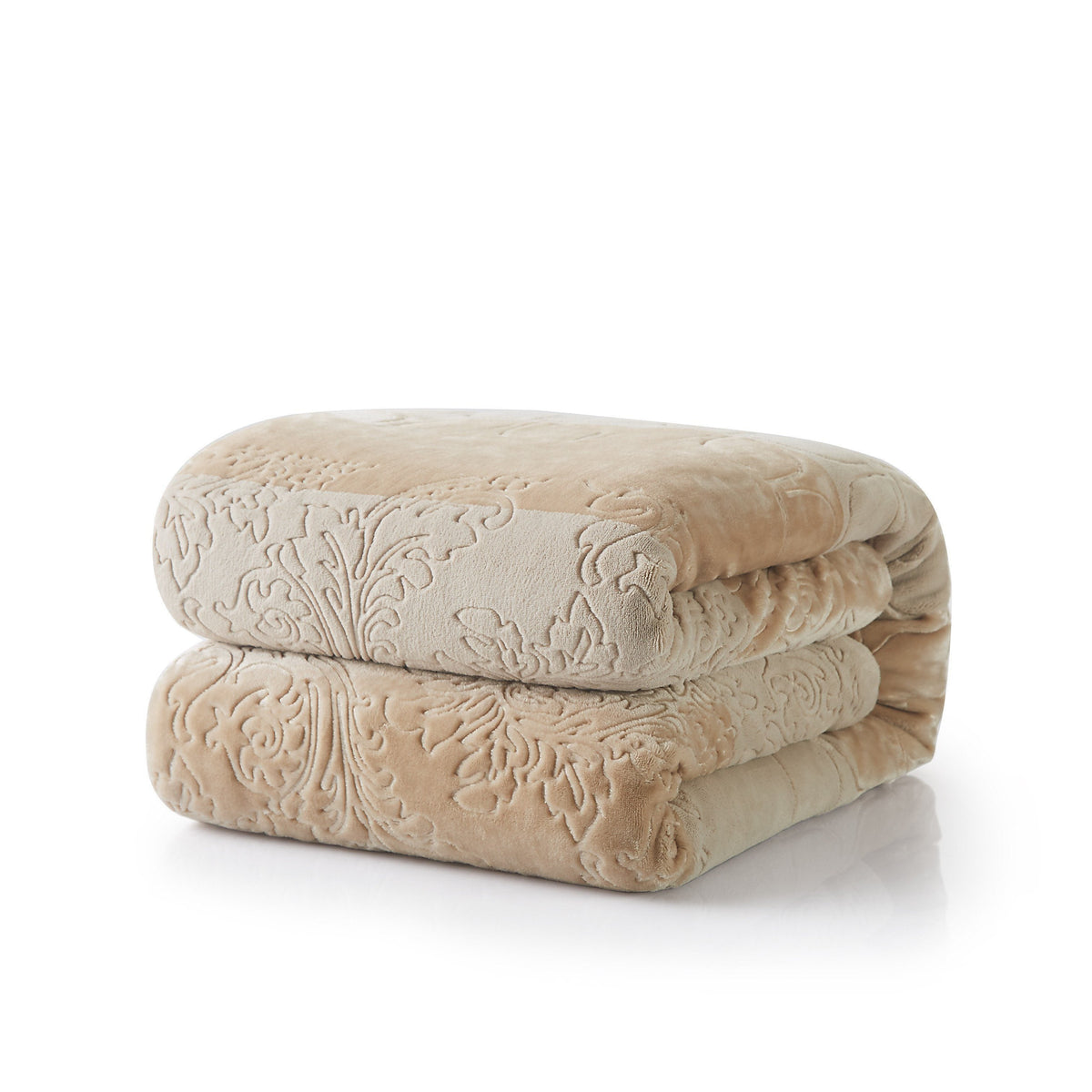 Champagne Beige Embossed Microfleece and Sherpa Throw Blanket – view 10
