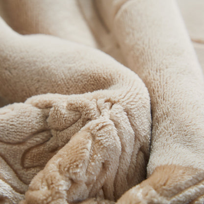 Champagne Beige Embossed Microfleece and Sherpa Throw Blanket – view 6