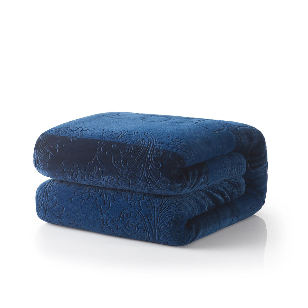 Cozy Night Blue Embossed Microfleece and Sherpa Throw Blanket – view 2