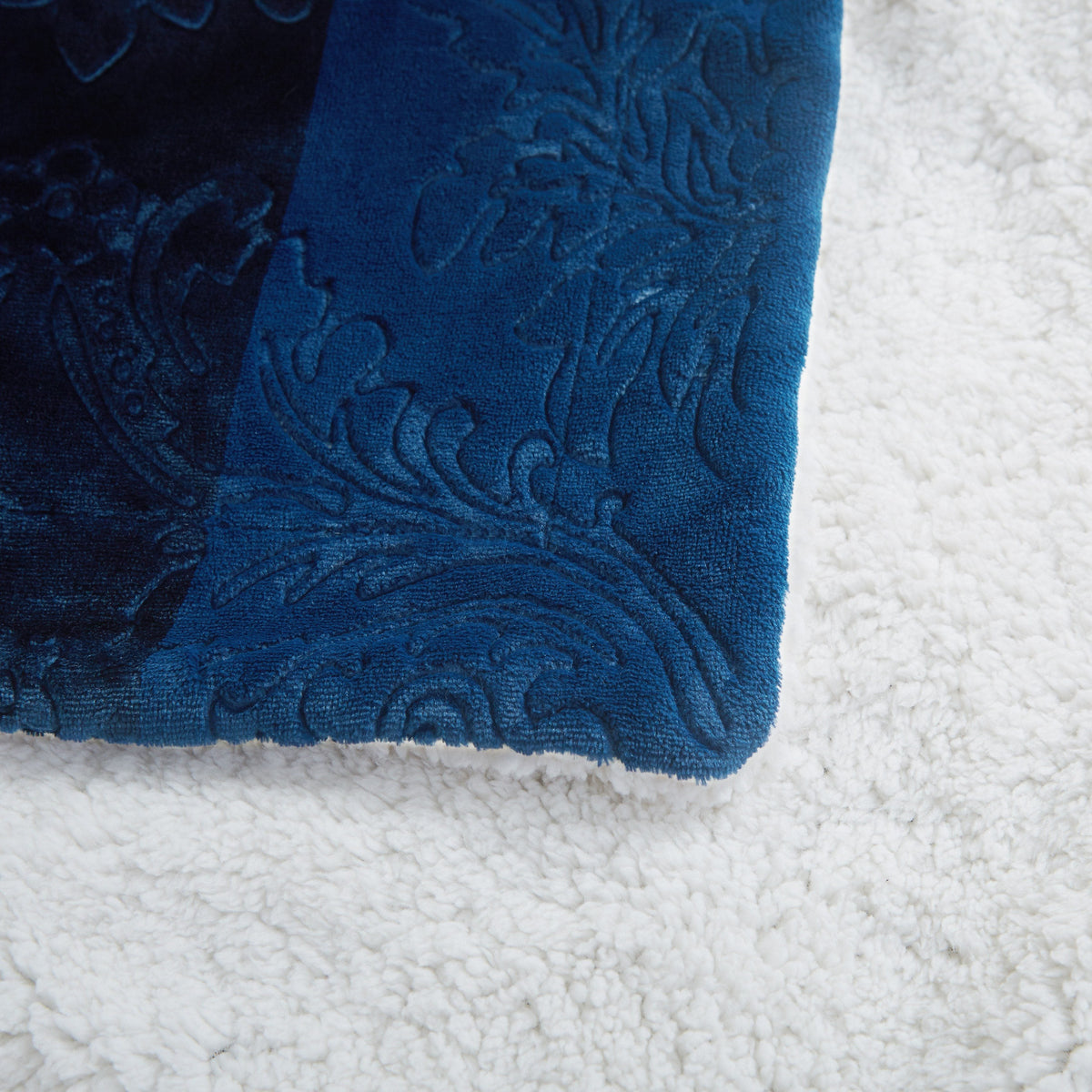 Cozy Night Blue Embossed Microfleece and Sherpa Throw Blanket – view 4