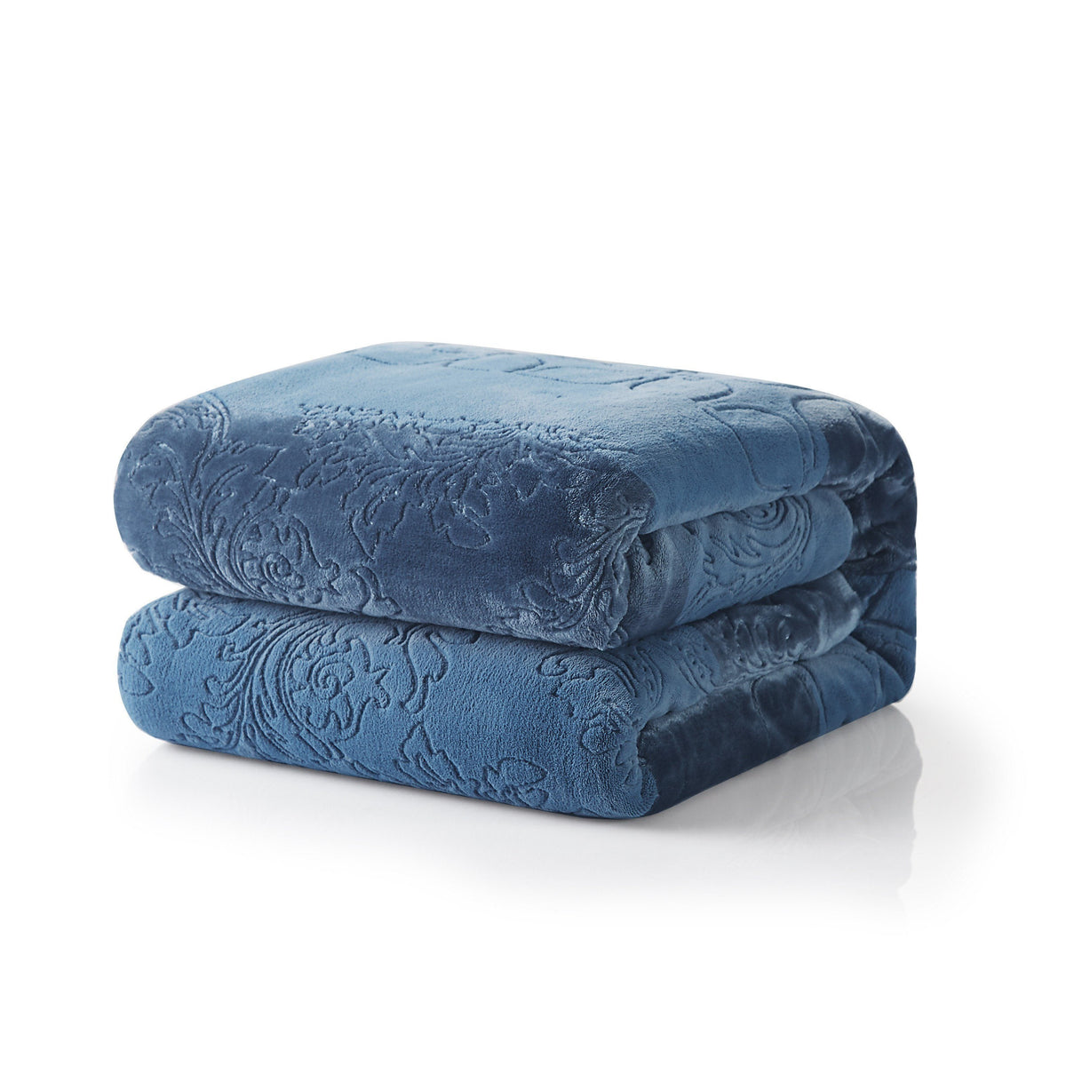 Rainy Day Grey Blue Embossed Microfleece and Sherpa Throw Blanket – view 2