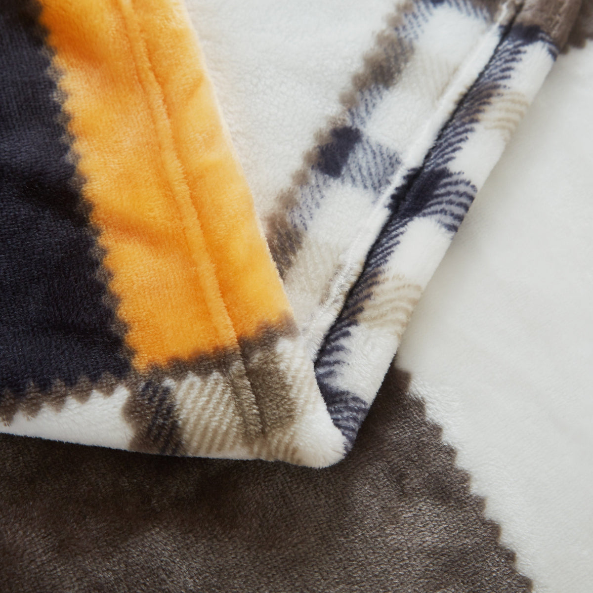 Fall Orange Farmhouse Plaid Patchwork Micro Fleece Throw Blanket – view 4