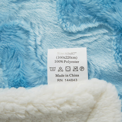 Sky Blue Faux Fur and Sherpa Reversible Throw Blanket – view 4