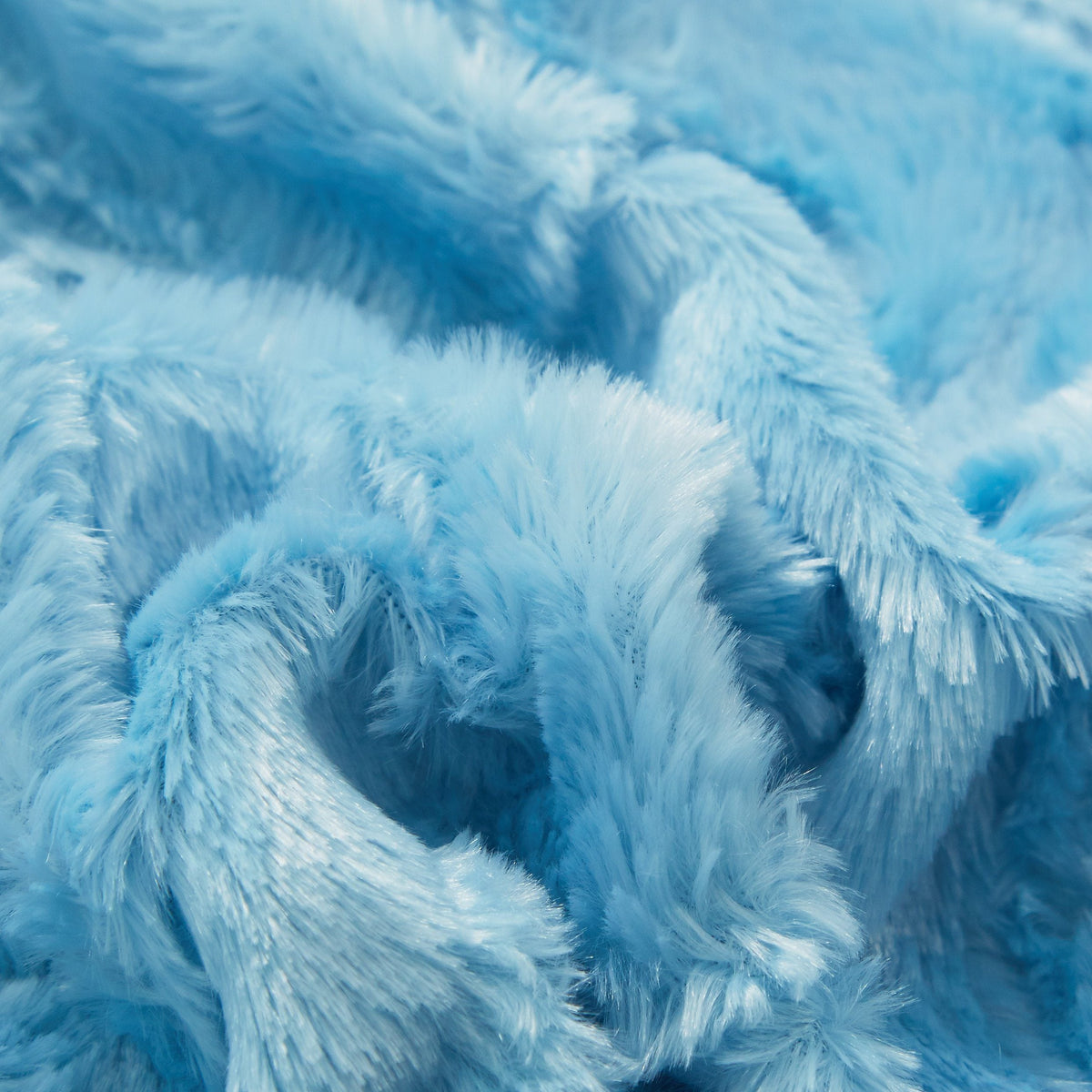 Sky Blue Faux Fur and Sherpa Reversible Throw Blanket – view 8
