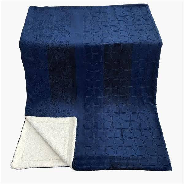 Cozy Night Blue Embossed Microfleece and Sherpa Throw Blanket – view 3