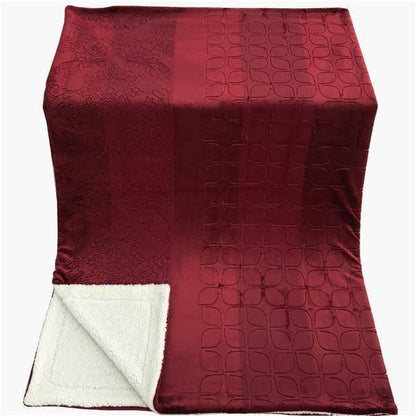 Merlot Red Embossed Reversible Microfleece and Sherpa Throw Blanket – view 9