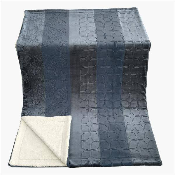 Rainy Day Grey Blue Embossed Microfleece and Sherpa Throw Blanket – view 3