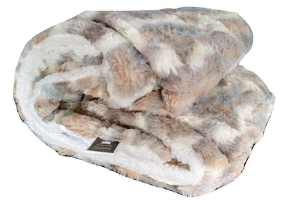 Russian Lynx Multicolor Faux Fur and Sherpa Throw Blanket – view 4