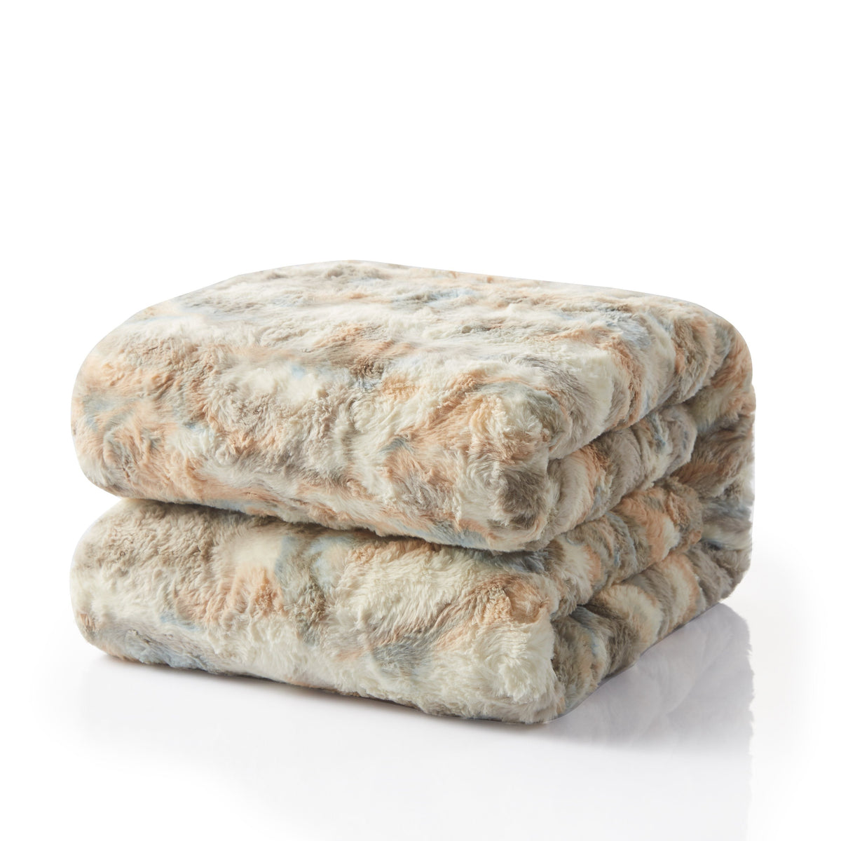 Russian Lynx Multicolor Faux Fur and Sherpa Throw Blanket – view 2
