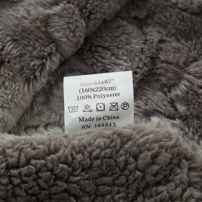 Silver Snow Giraffe Embossed Faux Fur and Sherpa Throw Blanket – view 9