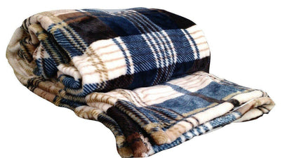 Winter Cabin Blue and Brown Tartan Plaid Flannel Throw Blanket – view 4
