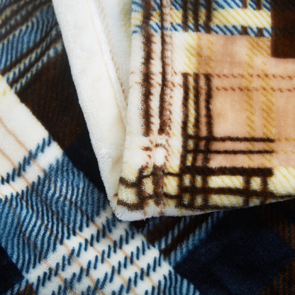 Winter Cabin Blue and Brown Tartan Plaid Flannel Throw Blanket – view 6