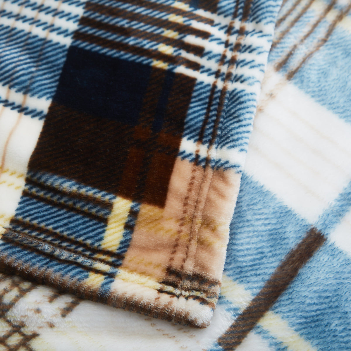Winter Cabin Blue and Brown Tartan Plaid Flannel Throw Blanket – view 2