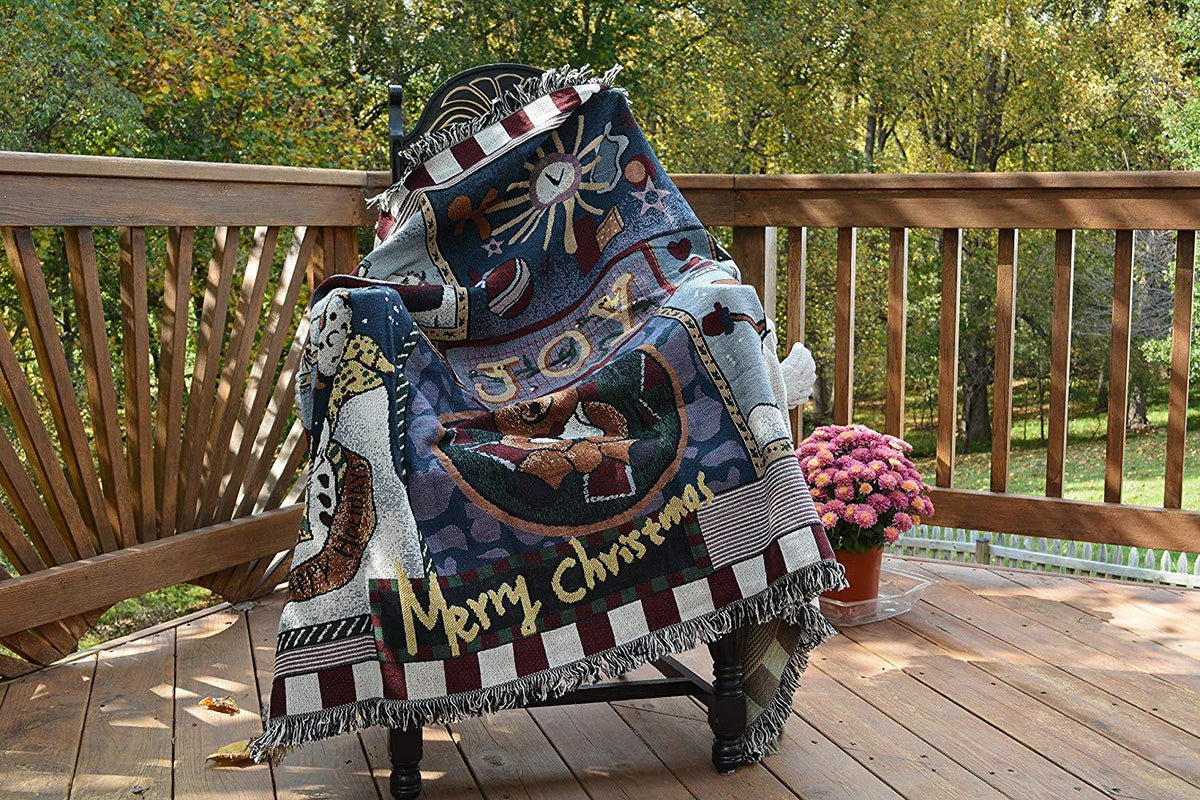 Snowman Merry Christmas Cotton Blend Tapestry Throw Blanket – view 9