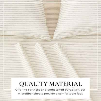 Brushed Microfiber Striped Sheet Set – Evette Collection – view 37