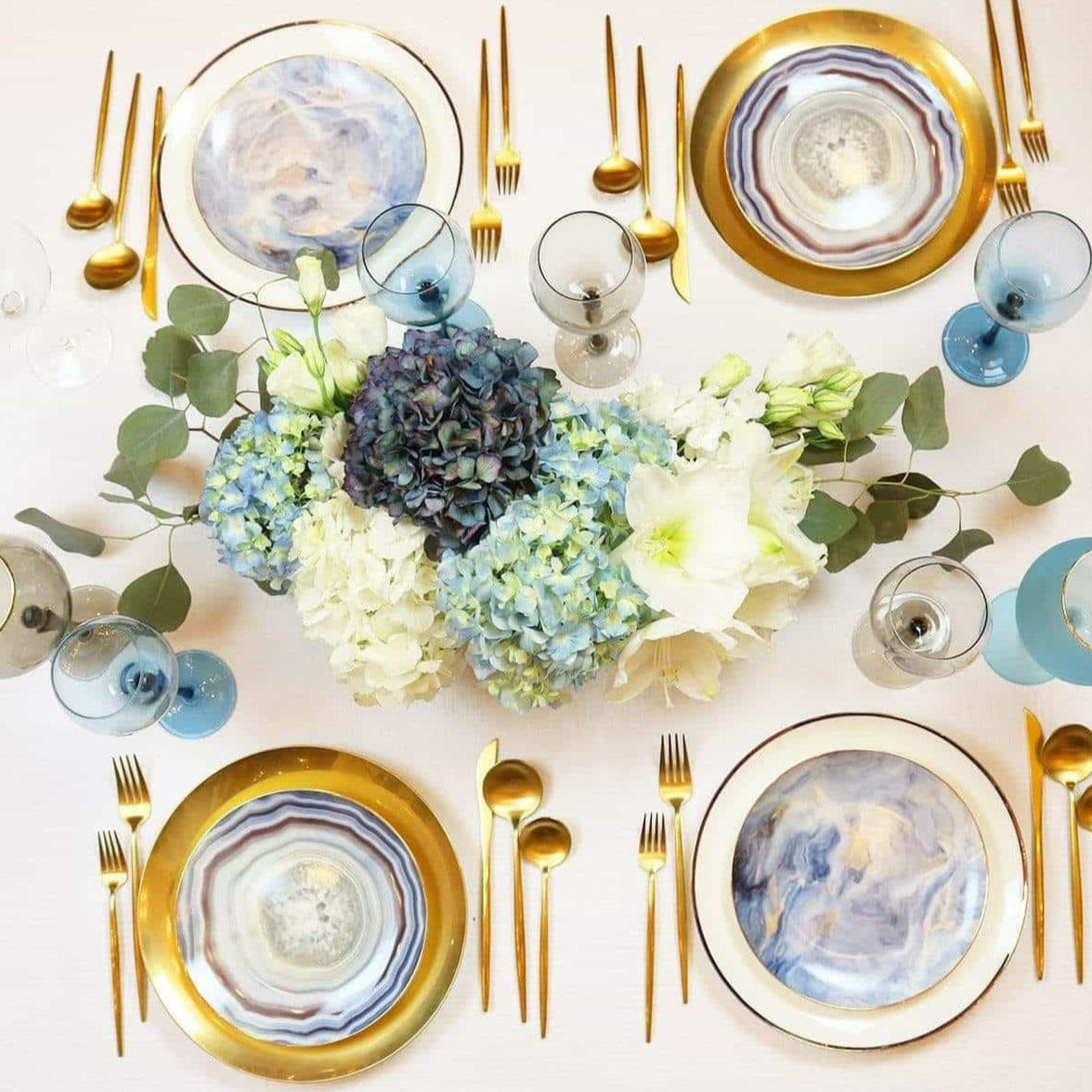 Le Sofra Narrow Gold Rim Fine Bone China Dinner Plates, Set of 4 – view 3