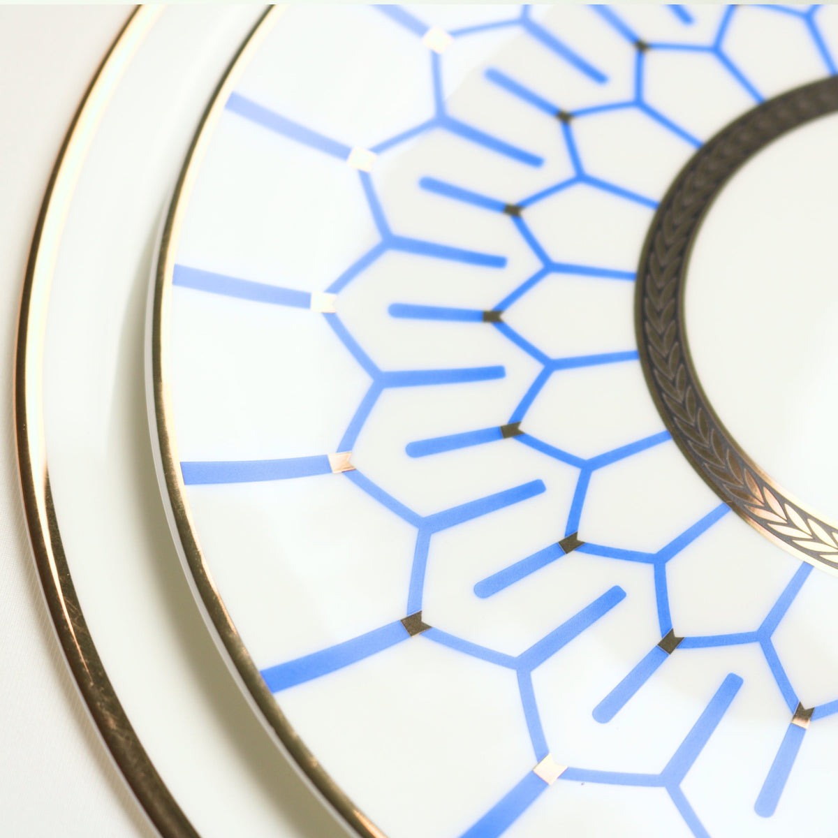 Blue Mosaic Geometric Porcelain Accent Plates, Set of 4 – view 3