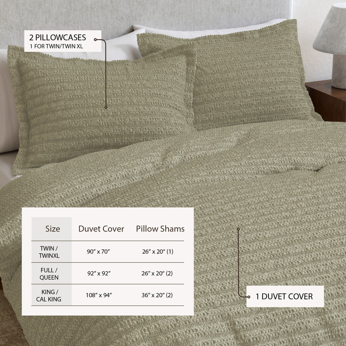 Cotton Honeycomb Waffle Weave Duvet Cover Set – Mattea Collection – view 33