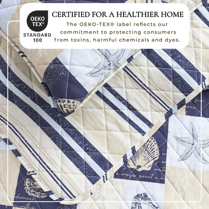 Caspian Collection Coastal Patchwork Quilt Set – view 3