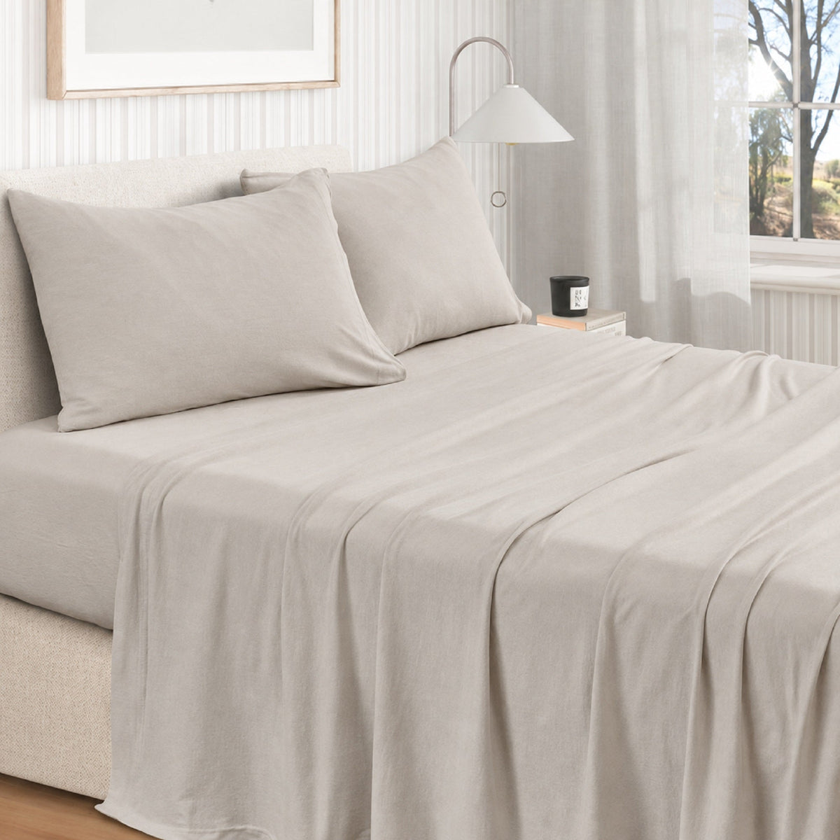 100% Organic Cotton Jersey Knit Sheet Set, Soft and Stretchy – view 12