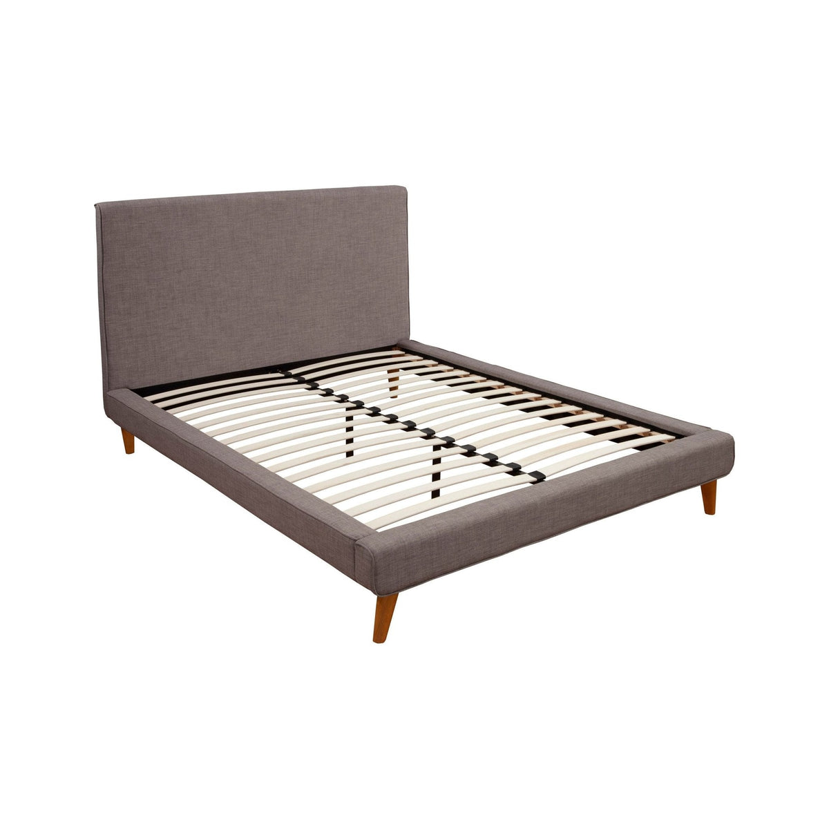 Britney Upholstered Bed in Dark Grey with Mid-Century Acorn Legs – view 5
