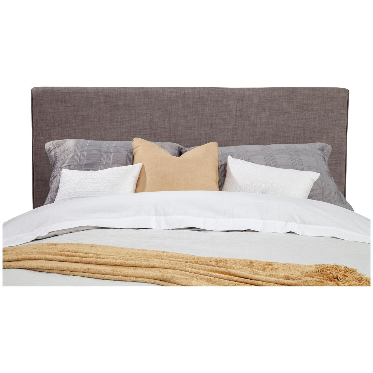 Britney Upholstered Bed in Dark Grey with Mid-Century Acorn Legs – view 3