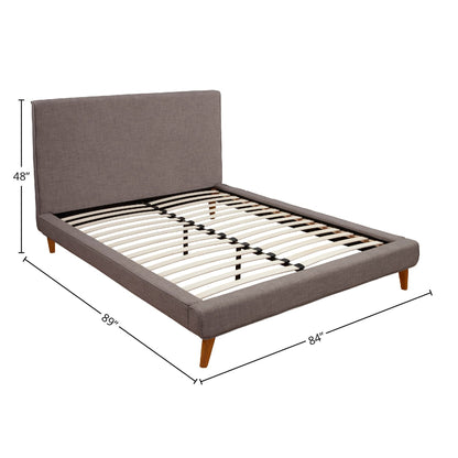 Britney Upholstered Bed in Dark Grey with Mid-Century Acorn Legs – view 9