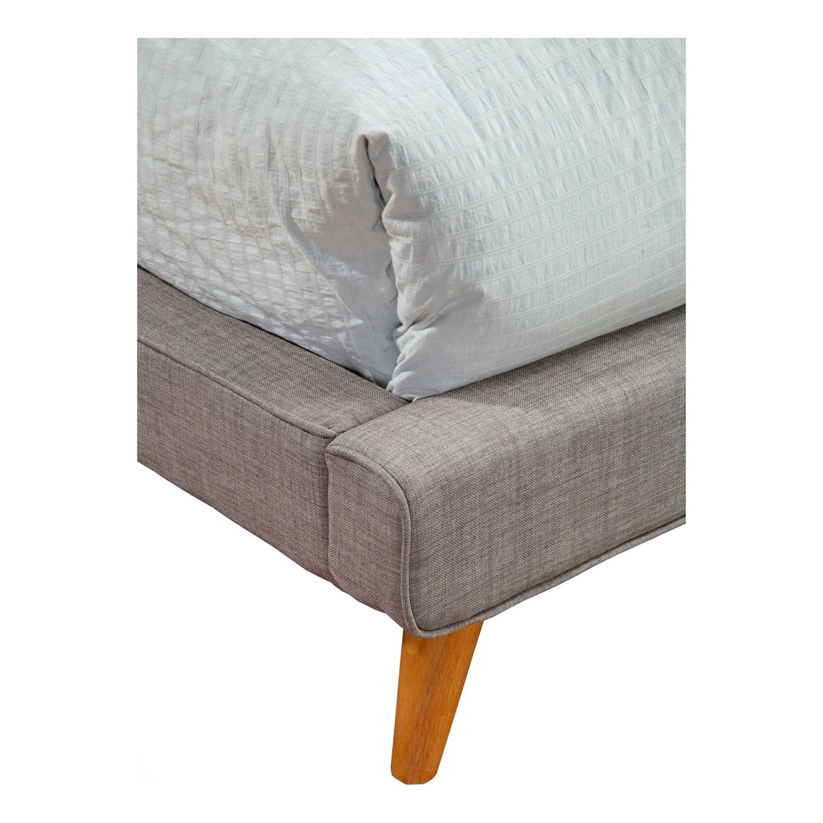 Britney Upholstered Bed in Dark Grey with Mid-Century Acorn Legs – view 4