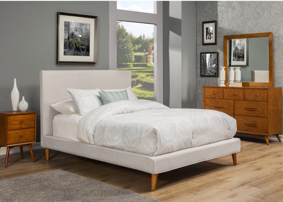 Britney Low-Profile Upholstered Bed in Light Grey Linen – view 2