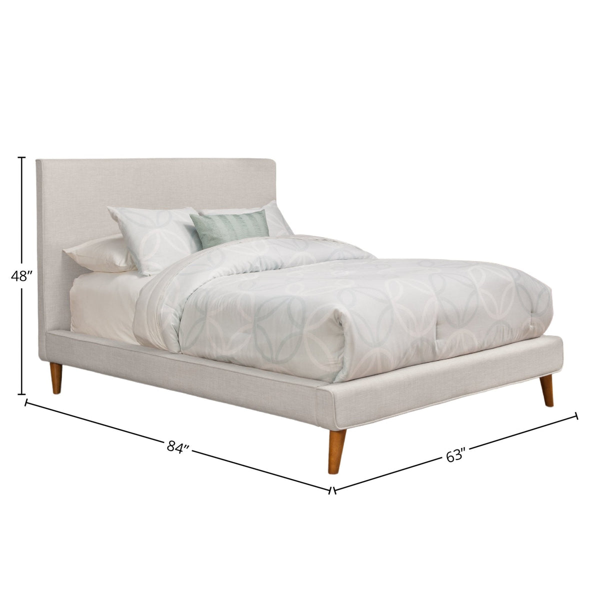 Britney Low-Profile Upholstered Bed in Light Grey Linen – view 7