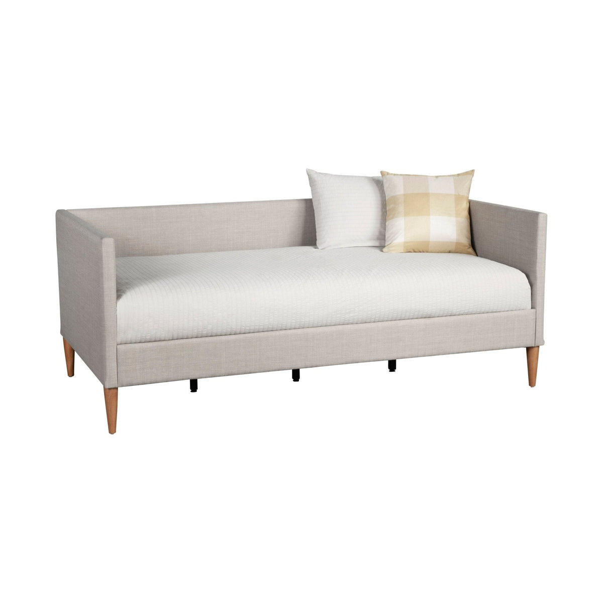 Britney Twin Daybed in Light Grey Linen with Tapered Acorn Legs – view 3