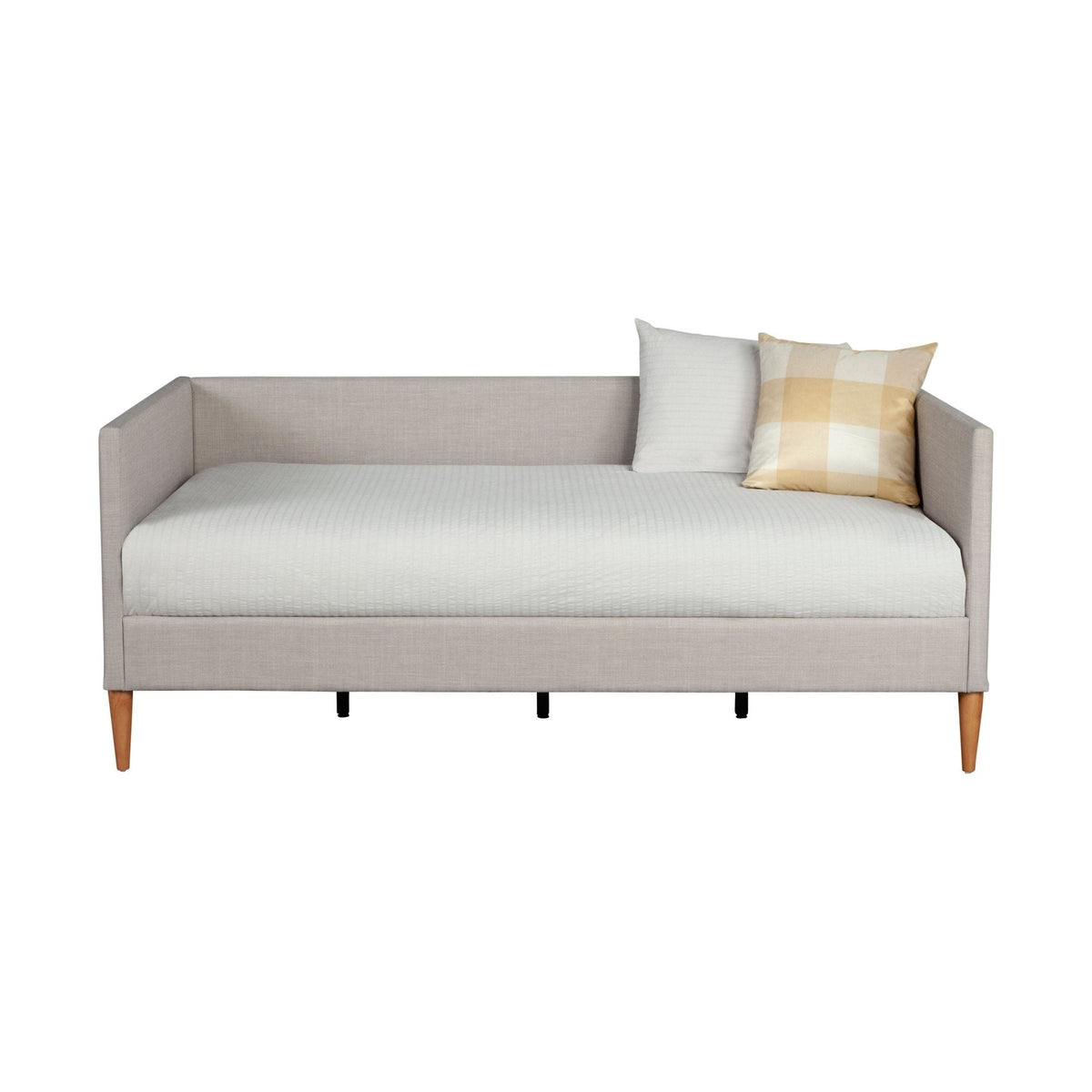 Britney Twin Daybed in Light Grey Linen with Tapered Acorn Legs – view 2