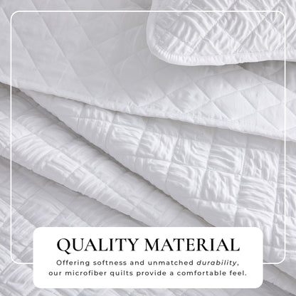 White Diamond Embossed Reversible Quilt Set – Diamond Microsculpt – view 2