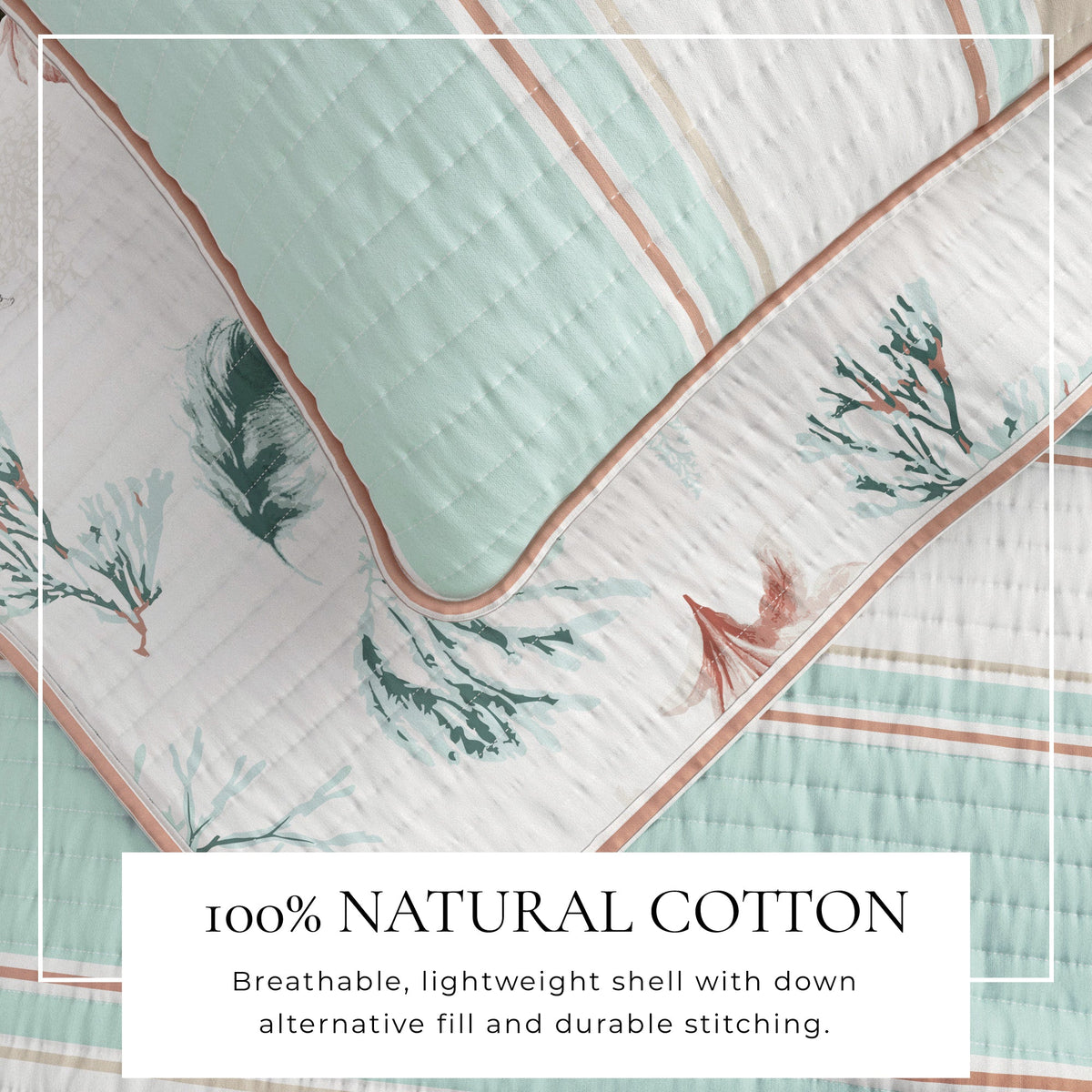 Reversible Stripe and Shell Cotton Quilt Set – St. Augustine Collection – view 2