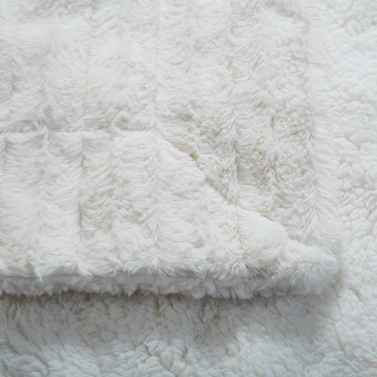Polar Ivory White Faux Fur and Sherpa Throw Blanket, Reversible – view 2