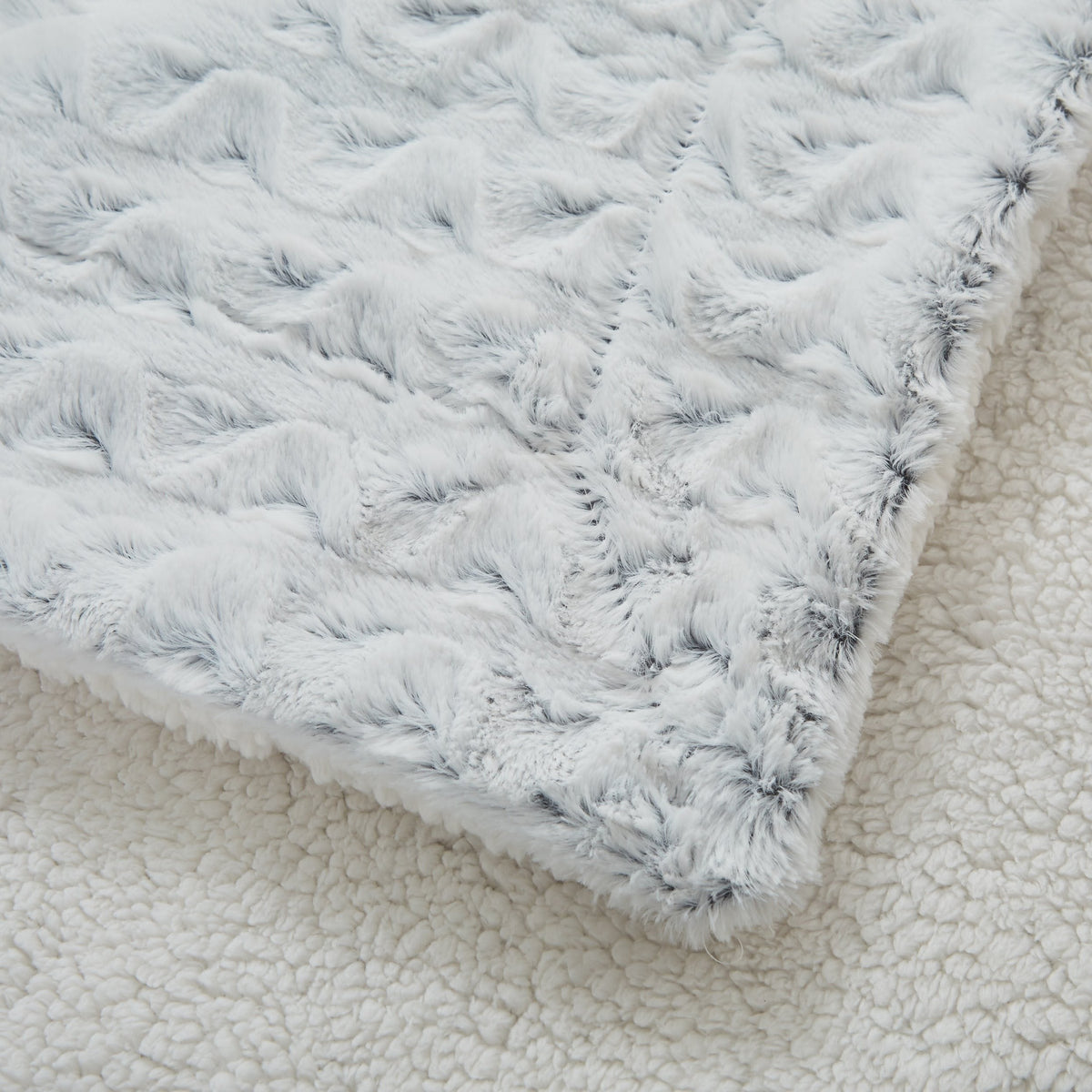 Snowy Owl Ombre Faux Fur and Sherpa Throw Blanket – view 4