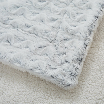 Snowy Owl Ombre Faux Fur and Sherpa Throw Blanket – view 4
