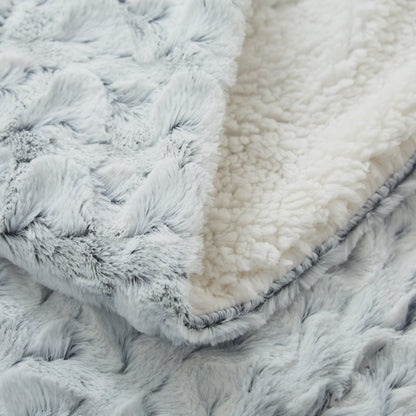 Snowy Owl Ombre Faux Fur and Sherpa Throw Blanket – view 7