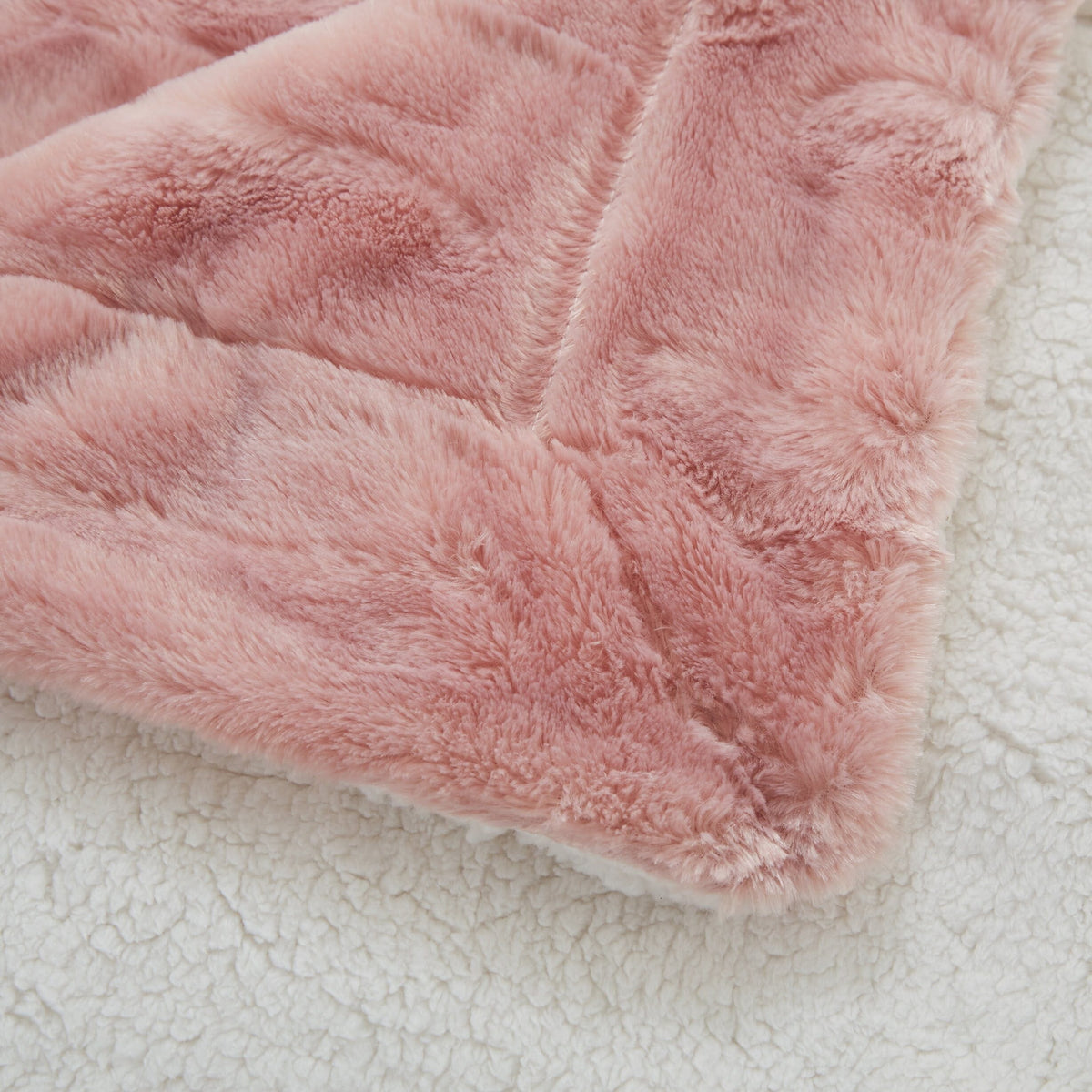 Dusty Rose Pink Faux Fur and Sherpa Throw Blanket – view 4