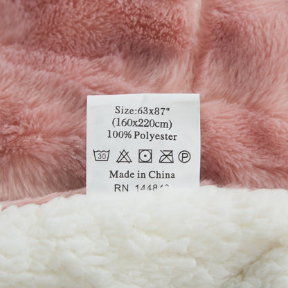 Dusty Rose Pink Faux Fur and Sherpa Throw Blanket – view 8