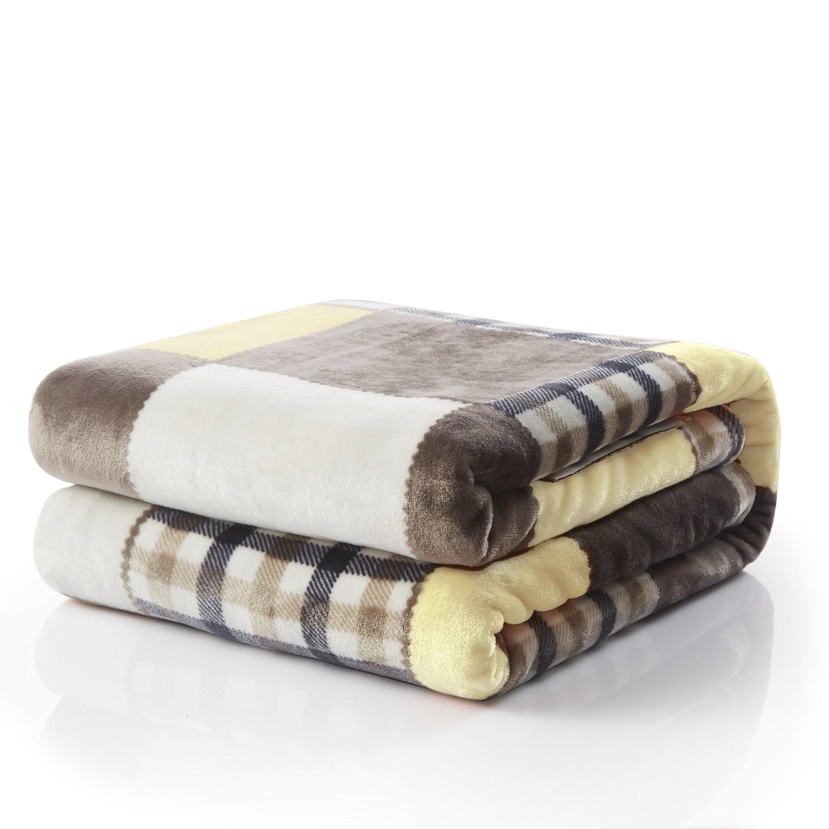 Buttermilk Fall Farmhouse Plaid Patchwork Fleece Throw Blanket – view 6
