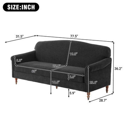 Rolled Arm 2-Seater Loveseat Sofa in Gray or Dark Gray Fabric – view 7
