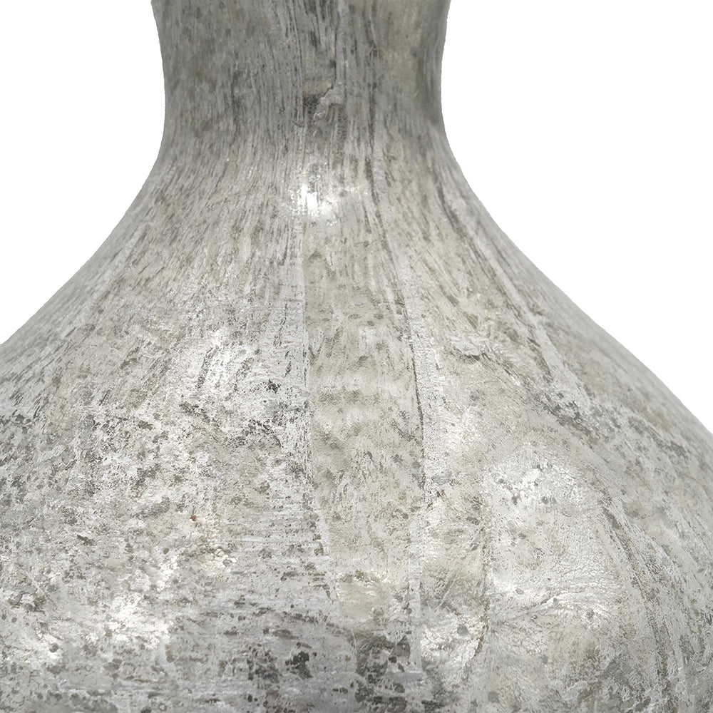 Hand-Finished Silver Mercury Glass Table Lamp with Linen Shade – view 3
