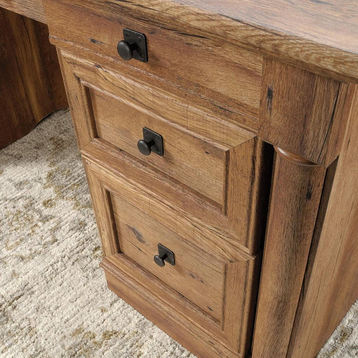 Palladia 65-Inch Executive Desk with Keyboard Drawer, Vintage Oak – view 9