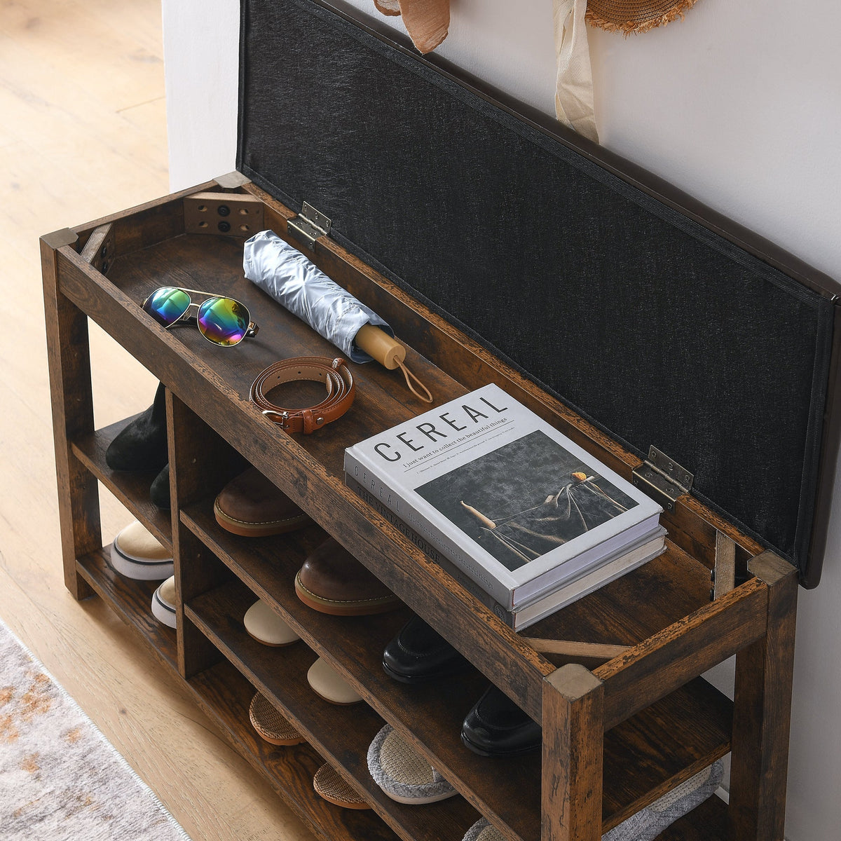 Height-Adjustable Shoe-Changing Bench with Hidden Storage, Nordic Style – view 7
