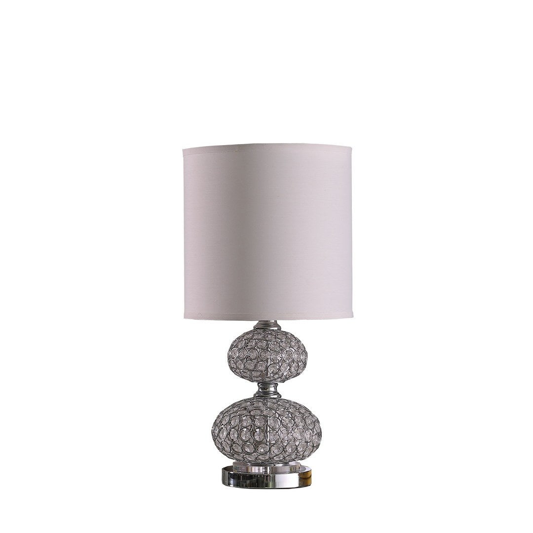 24 Inch Chrome Filigree Cage Table Lamp with Acrylic Beads, Silver – view 4