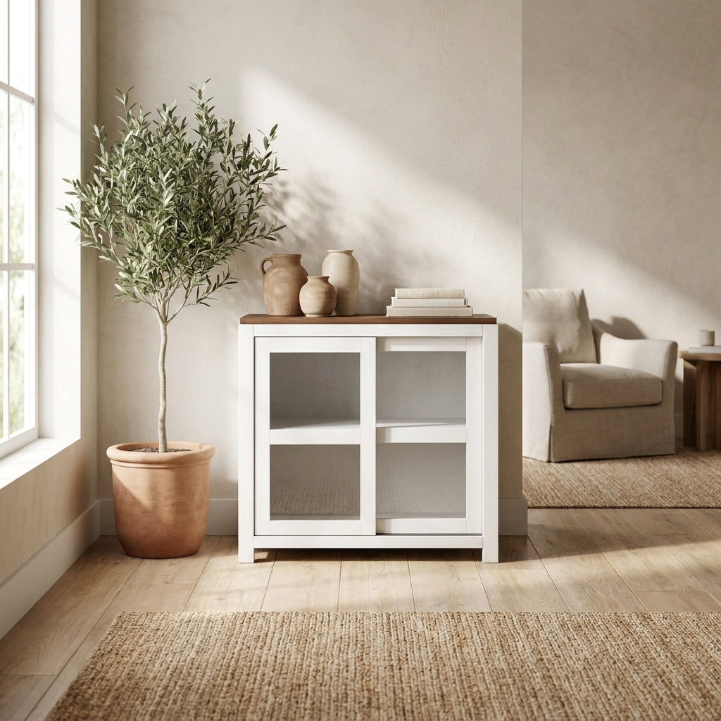 Two-Tone Farmhouse Display Cabinet: Donham Small