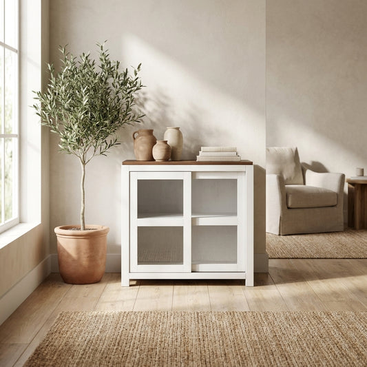 Two-Tone Farmhouse Display Cabinet: Donham Small