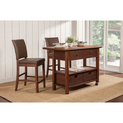 Caldwell Wooden Kitchen Cart with Antique Cappuccino Finish